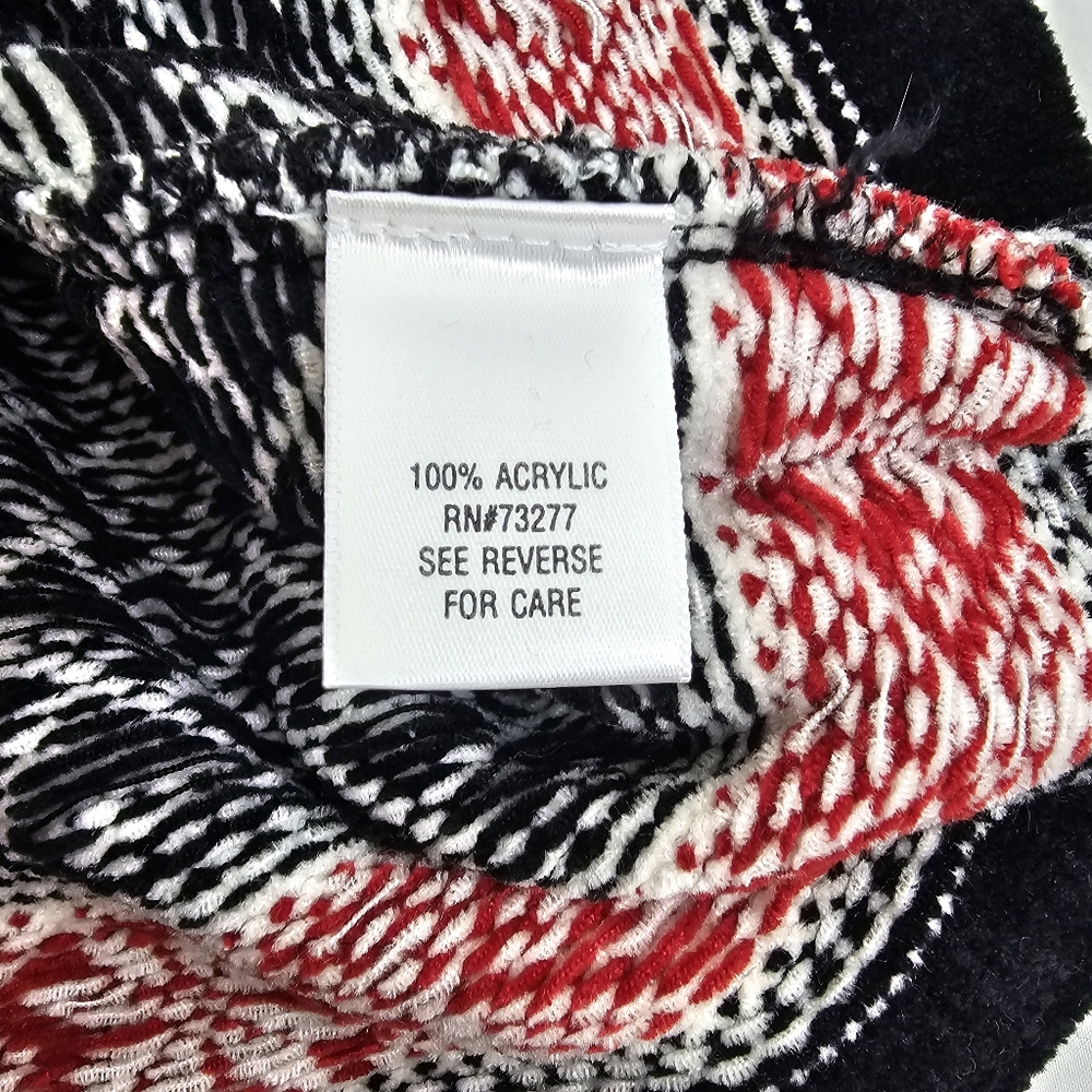 Croft & Barrow Sweater Cardigan Womens Large Black Fair Isle Nordic Chenille - Picture 9 of 9